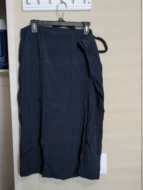 ModCloth Navy Wrap-Style Midi Skirt